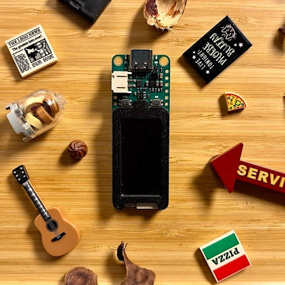 FoBE Quill ESP32S3 Mesh development board with 1.3-inch OLED display and LoRa antenna