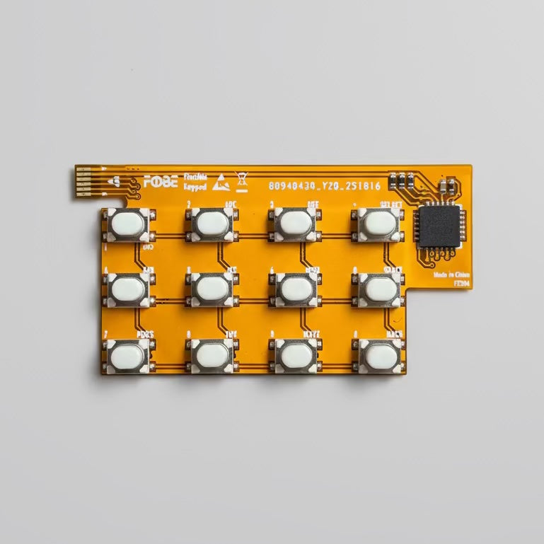 FoBE Flexible Keypad T9 typing module with PET sticker connected to development board